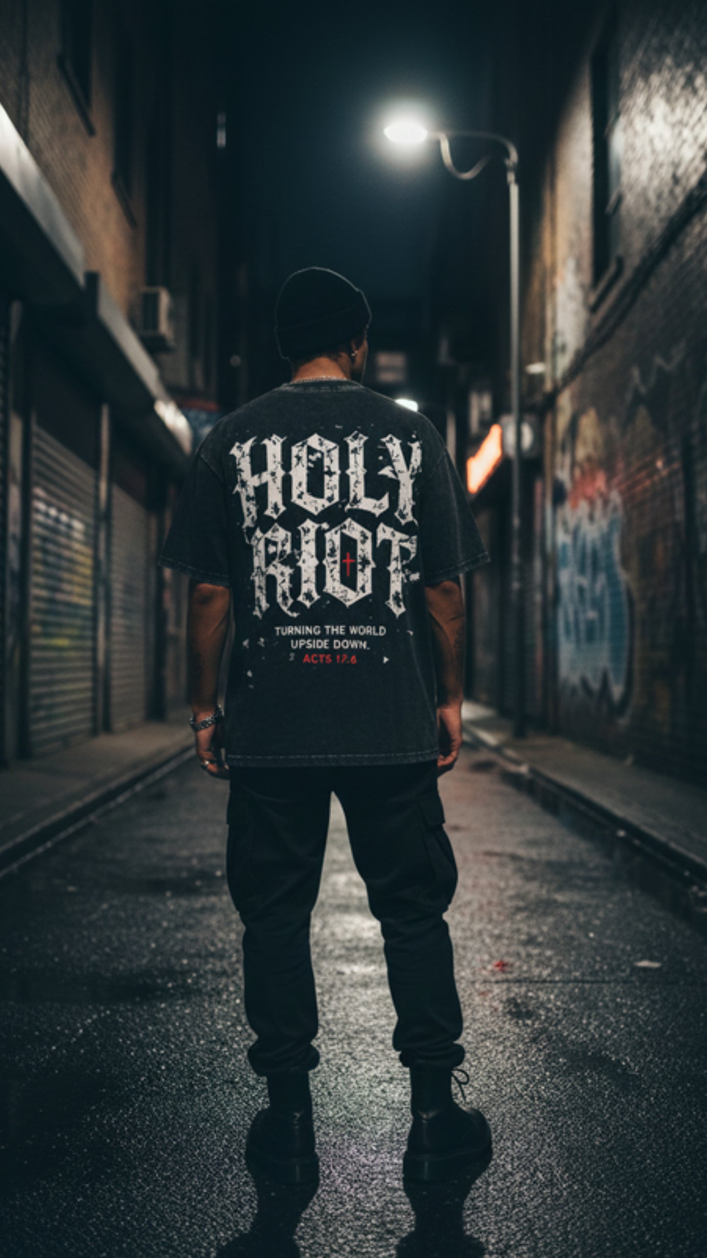 Holy Riot Acid Wash Tee — "Turning the World Upside Down" (Acts 17:6)