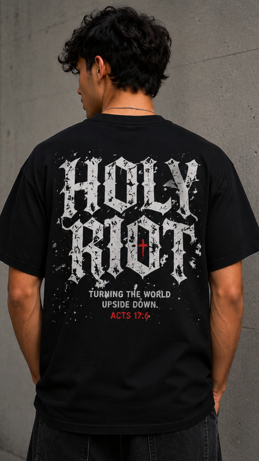 Holy Riot Christian Regular T-Shirt — "Turning the World Upside Down" (Acts 17:6)