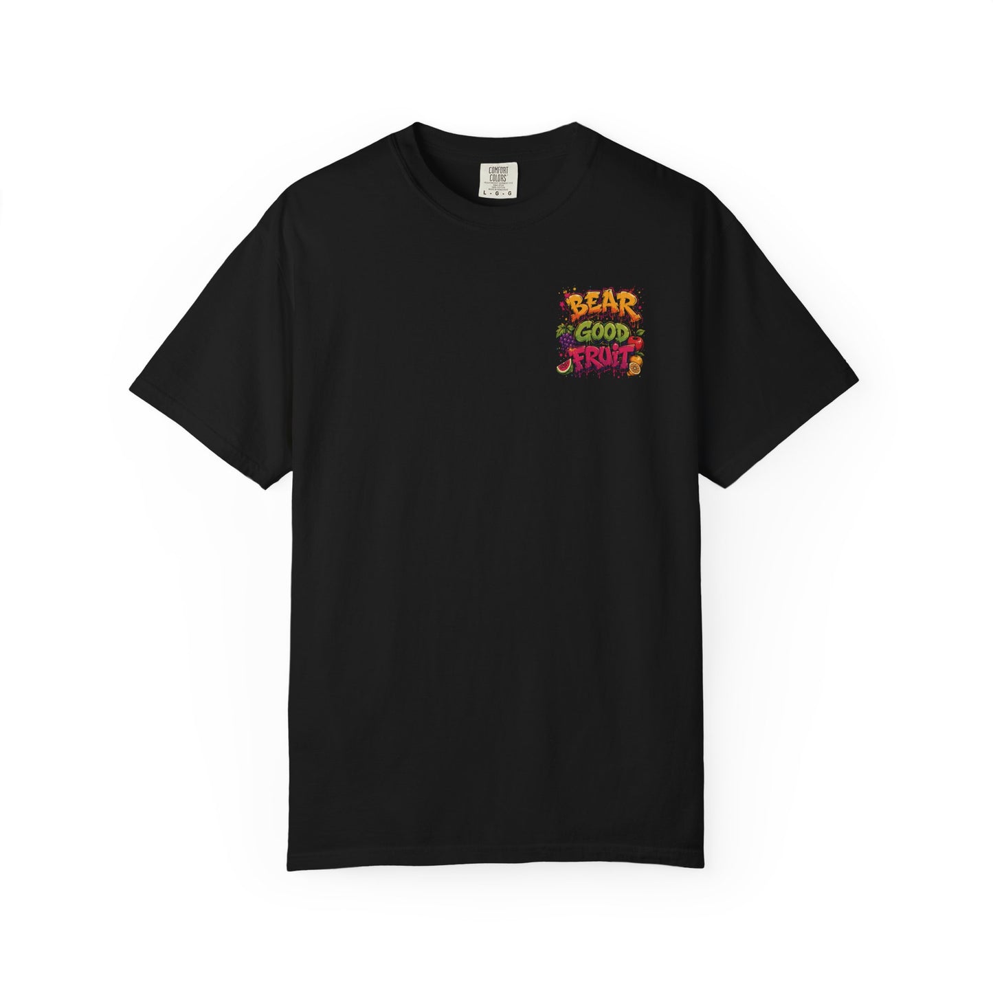 Bear of Good Fruit Regular T-Shirt — Colorful Fruit & Bear Graphic, Matthew 7:17 Inspirational Tee