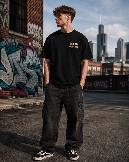 Kingdom Outcast Oversized Christian T-Shirt — 1 Peter 2:9 Streetwear Tee