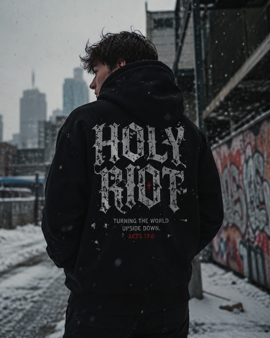 Holy Riot Hoodie — "The King Still Reigns" (Acts 17:6)