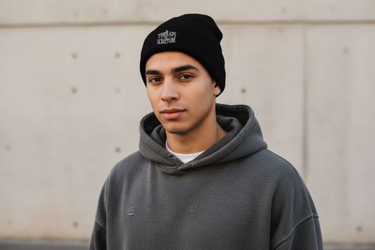 Threads of Scripture Beanie on Model